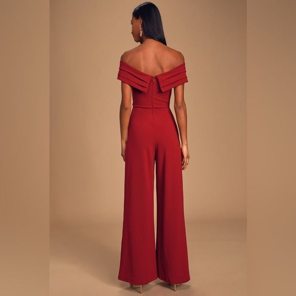 LULU'S Stand Tall Off Shoulder Jumpsuit *NEW* - Picture 2 of 11